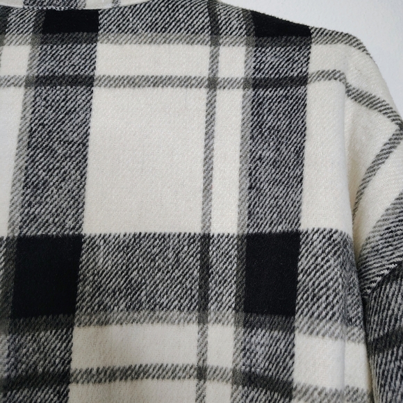 Princess Polly Monochrome Plaid Shirt Knit Jacket Flat Pockets Overcoat Sz  L/XL - Picture 11 of 14